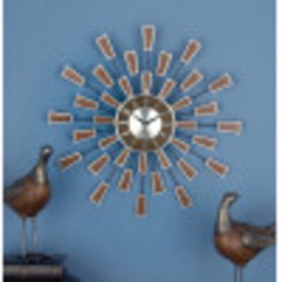 Harper & Willow Brown Metal Starburst Wall Clock 22 in. x 3 in. x 22 in.