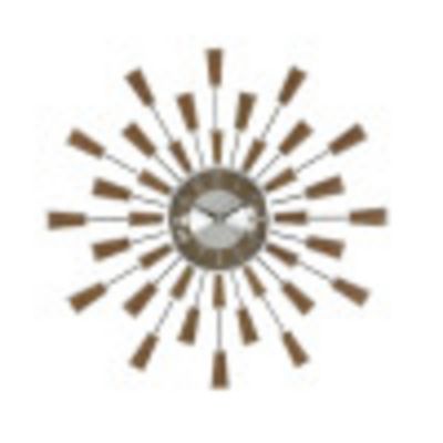 Image showing  Brown Metal Starburst Wall Clock 22 in. x 3 in. x 22 in.