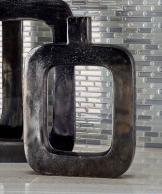 Harper & Willow Black Aluminum Contemporary Vase, 10 in. x 2 in. x 14 in.
