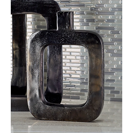 Harper & Willow Black Aluminum Contemporary Vase, 10 in. x 2 in. x 14 in.