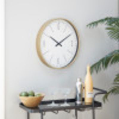 Harper & Willow Glass Contemporary Wall Clock, 20 in., Gold