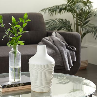 Harper & Willow Metal Contemporary Vase, 17.15 in., White, 13.4 x 7.5 x ...