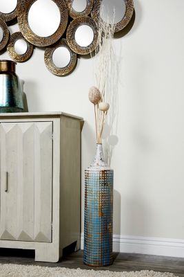 Harper & Willow Metal Rustic Vase Set, Turquoise, 2 pc.