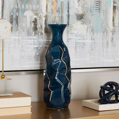 Harper & Willow Ceramic Modern Vase, 21 in., Blue