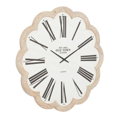 Image showing  White Wood Wall Clock with Scallop Frame, 33 in. x 1 in. x 33 in.