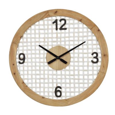 Image showing  White Wood Farmhouse Wall Clock, 24 in. x 2 in. Round