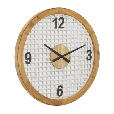 Image showing  White Wood Farmhouse Wall Clock, 24 in. x 2 in. Round