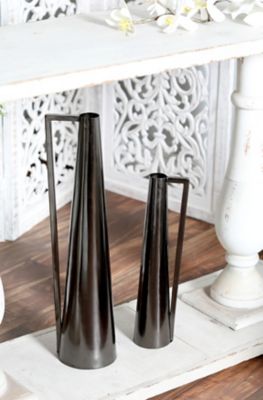 Harper & Willow 2 pc. Dark Grey Metal Modern Vase Set, 17 in. and 22 in.