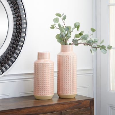 Harper & Willow 2 pc. Pink Metal Contemporary Vase Set, 14 in., 17 in.