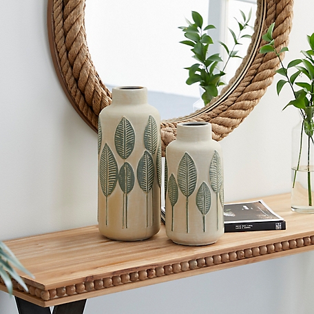 Harper & Willow 2 pc. Beige Ceramic Coastal Vase Set, 11 in., 14 in.
