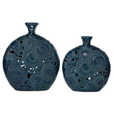 Image showing  Ceramic Eclectic Vase Set, Blue, 2 pc.