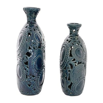 Image showing  Ceramic Eclectic Vase Set, Blue, 2 pc.