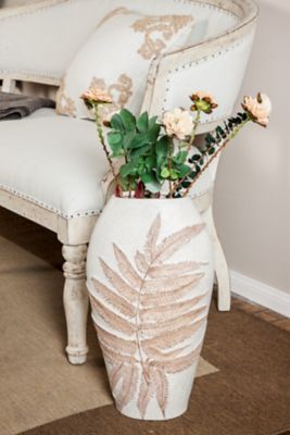 Harper & Willow Polystone Bohemian Vase, 10 in. x 6 in. x 18 in., White