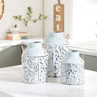 Harper & Willow Metal Farmhouse Vase Set, Blue, 3 pc.