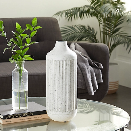 Harper & Willow White Metal Contemporary Vase