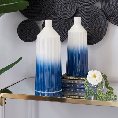 Harper & Willow Blue Ceramic Coastal Vases, 2-Pack