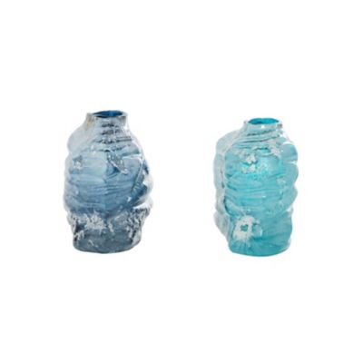 Image showing  Glass Contemporary Vase Set, Blue, 2 pc., 83382