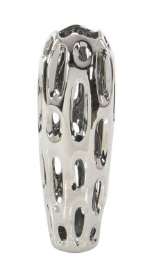 Image showing  Ceramic Contemporary Vase, 21 in., Silver
