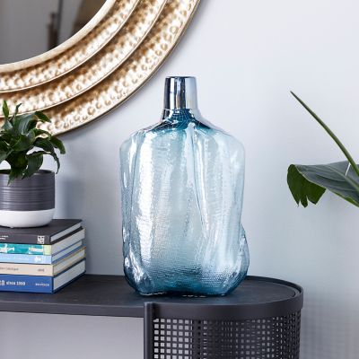 Harper & Willow Glass Modern Vase, 16.25 in., Blue