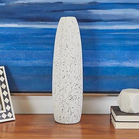 Harper & Willow White Ceramic Contemporary Vase, 5 in. x 5 in. x 18 in.
