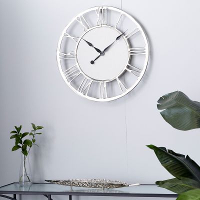 Harper & Willow White Ceramic Contemporary Wall Clock, 24 in. x 2 in. x 24 in.