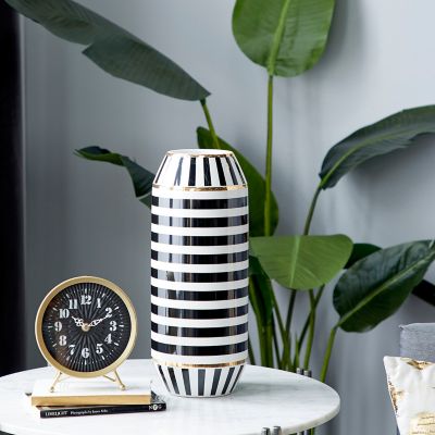 Harper & Willow Ceramic Modern Vase, 15.65 in., Black/White