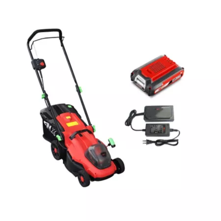 Henx 14 in 40V Multicolor Brushless Cordless Manual Lawn Mower with 2.5Ah Battery and Charger Push Lawn Mowers