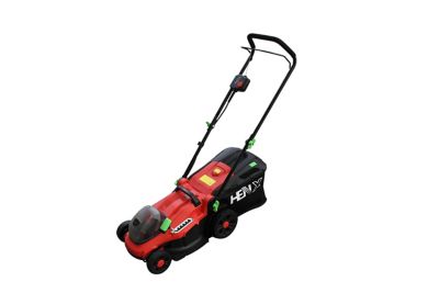 Image showing  14 in. 40V Cordless Brushless Multi-Colored Hand Push Lawn Mower with 2.5 Ah Battery & Charger