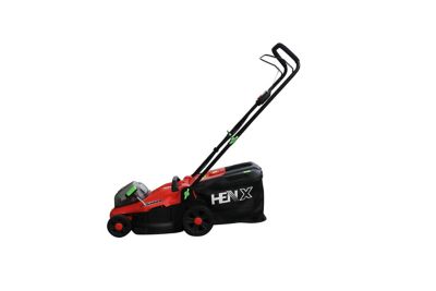 Image showing 8 th Henx 14 in. 40V Cordless Brushless Multi-Colored Hand Push Lawn Mower with 2.5 Ah Battery & Charger