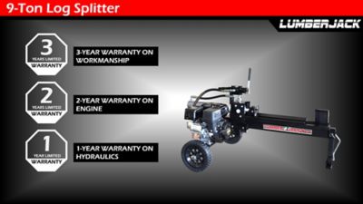 Image showing  9-Ton Gas-Powered Horizontal Log Splitter, 209cc 6.5 HP OHV Engine, Auto Return, Integrated Log Cradle