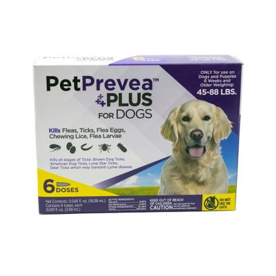PetPrevea Plus Flea and Tick Spot Treatment for Dogs, 1 Month Supply, Large Dogs 45-88 lb., 6 Doses