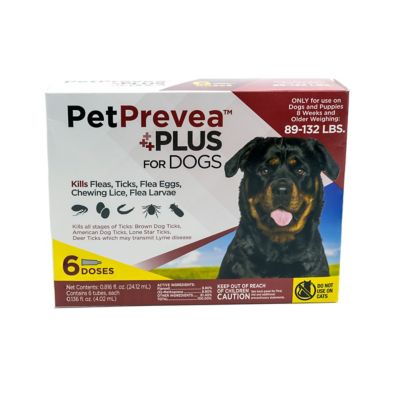 PetPrevea Plus Flea and Tick Prevention Spot Treatment for Dogs, 1 Month Supply, XL Dogs 89-132 lb., 6 Doses