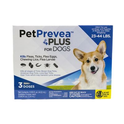 PetPrevea Plus Flea and Tick Prevention Spot Treatment for Dogs, 1 Month Supply, Medium Dogs 23-44 lb., 3 Doses