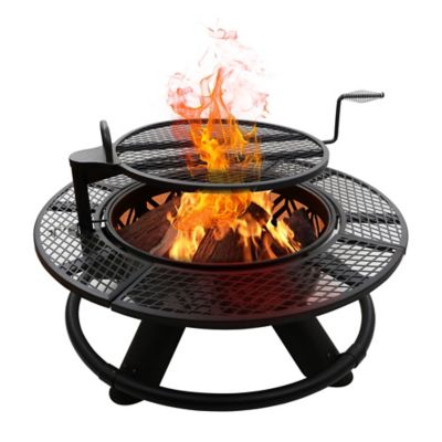 Red Mountain Valley 47 in. Fire Pit with Adjustable BBQ Grate, Geometric