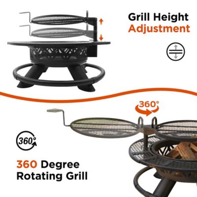 Image showing 5 th Red Mountain Valley 47 in. Wood-Burning Fire Pit with Adjustable BBQ Grate, Geometric