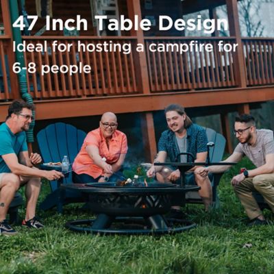 Image showing 7 th Red Mountain Valley 47 in. Wood-Burning Fire Pit with Adjustable BBQ Grate, Geometric