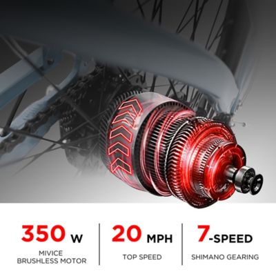 Image showing  Adult 350W Hybrid/Crossover Torque Sensor E-Bike, 27.5 in., Matte Dark Gray