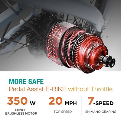 Image showing  Adult 350W Hybrid/Crossover Torque Sensor Step-Over E-Bike, 27.5 in., Matte Gunmetal