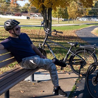 Image showing 5 th Young Electric Adult 350W Hybrid/Crossover Torque Sensor Step-Over E-Bike, 27.5 in., Matte Gunmetal