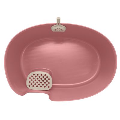 Image showing 5 th Richell Paw Trax High-Wall Open Cat Litter Box, XL, Pink