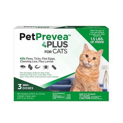 PetPrevea Plus Flea and Tick Protection for Cats Weighing 1.5 lb.+, 3 months