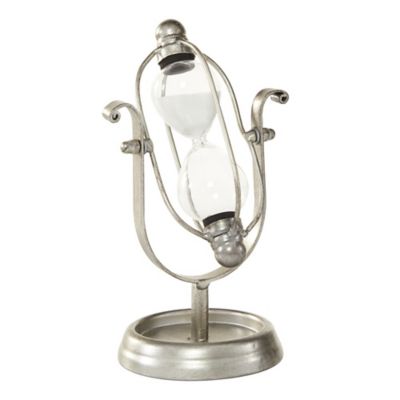Image showing  Silver Metal Hourglass Sand Timer 4" x 4" x 8"