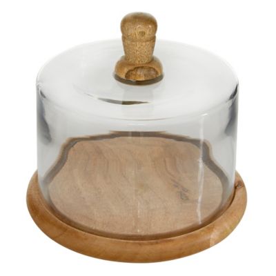 Image showing  Brown Glass Cake Stand with Glass Lid 8" x 8" x 6"