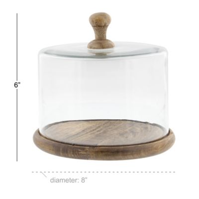 Image showing  Brown Glass Cake Stand with Glass Lid 8" x 8" x 6"
