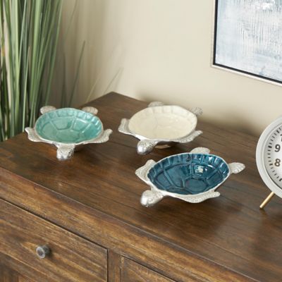 Harper & Willow 3 pc. Aluminum Turtle Serving Bowl Set, 8 in., Silver