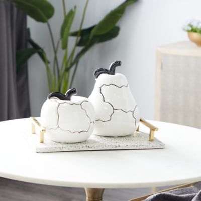 Harper & Willow Ceramic Contemporary Fruits Sculpture, 6 in., 9 in., White, 2 pc.