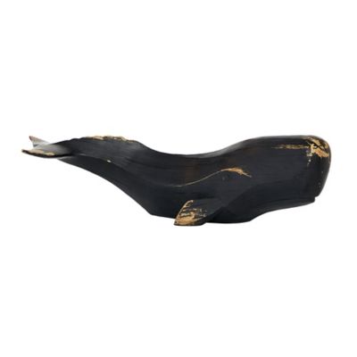 Image showing  Black Polyresin Coastal Whale Sculpture, 24 in. x 8 in. x 7 in.