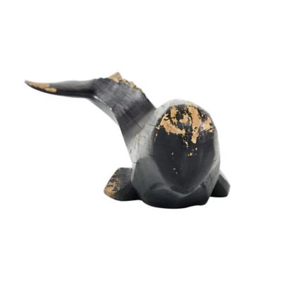 Image showing  Black Polyresin Coastal Whale Sculpture, 24 in. x 8 in. x 7 in.