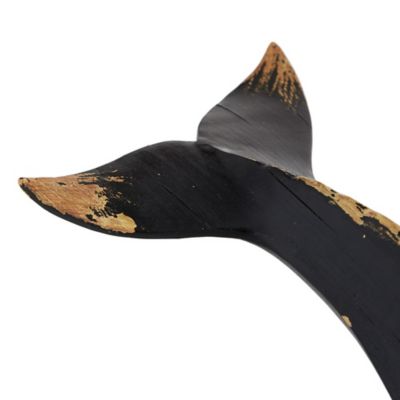 Image showing  Black Polyresin Coastal Whale Sculpture, 24 in. x 8 in. x 7 in.