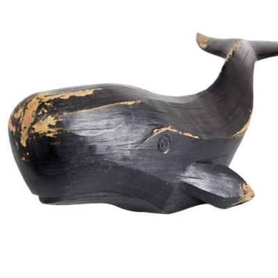 Image showing  Black Polyresin Coastal Whale Sculpture, 24 in. x 8 in. x 7 in.